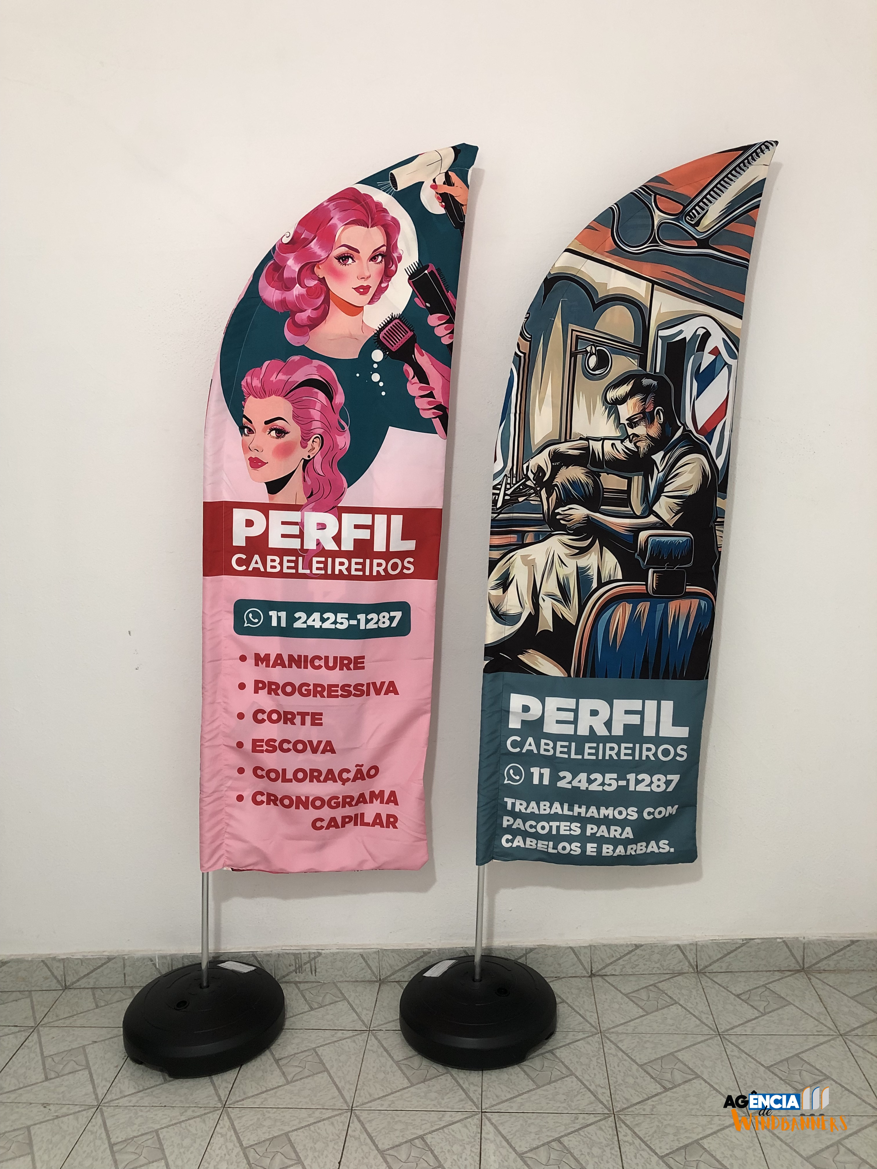 Windbanner publicitário - Perfil Cabeleireiros